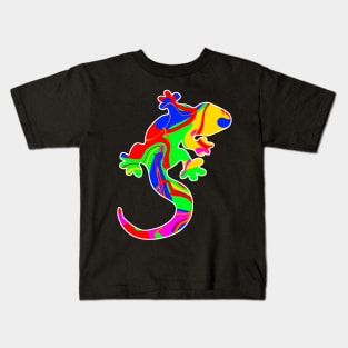Colorful surreal psychedelic lizard king VII Kids T-Shirt